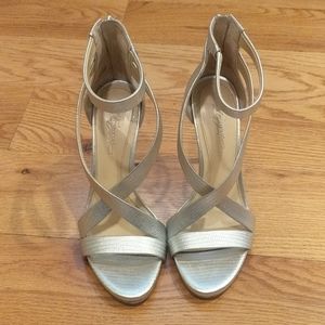 Silver Strappy Stilettos by Imagine Vince Camuto Size 8